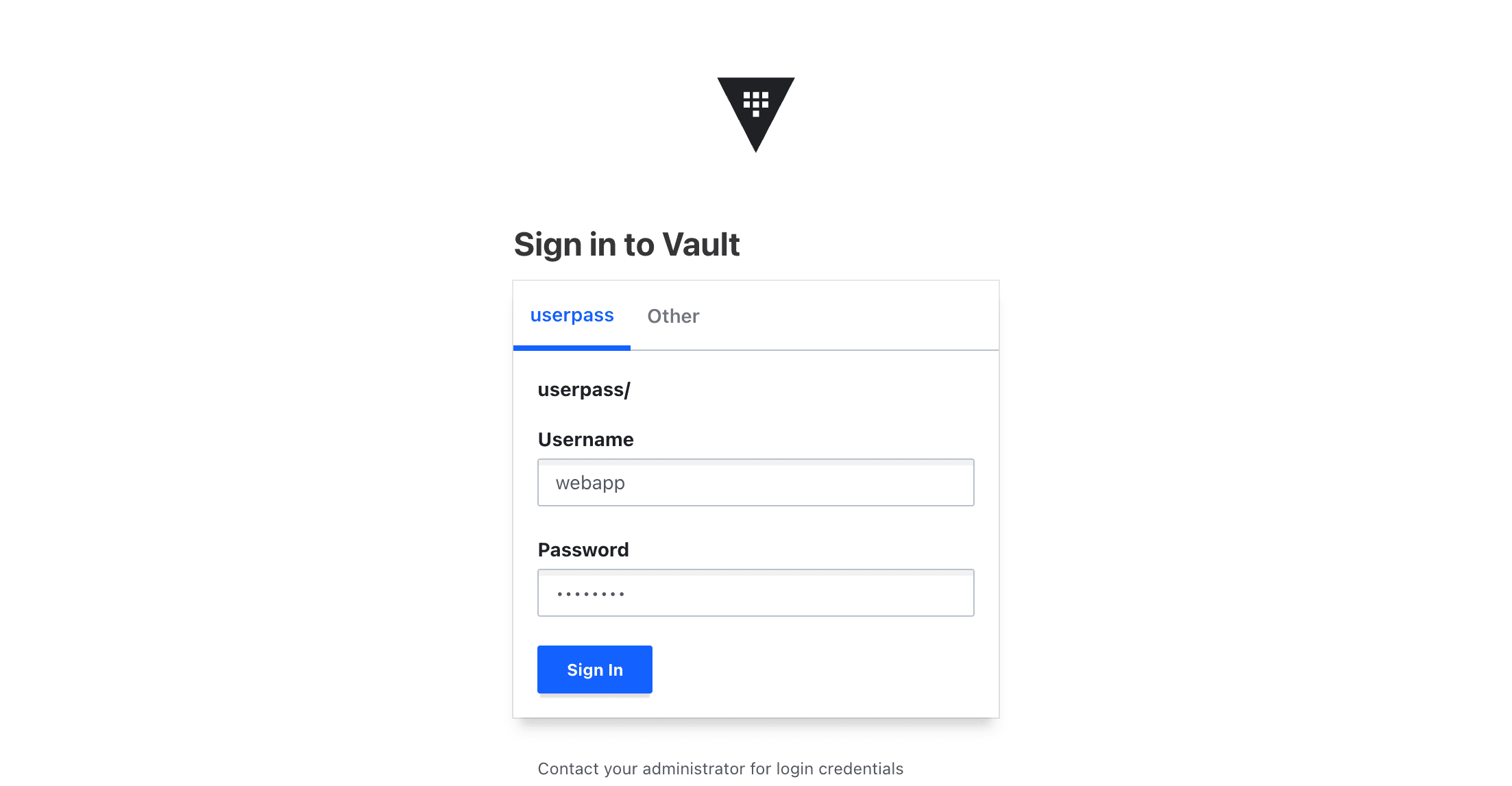 signed in with userpass